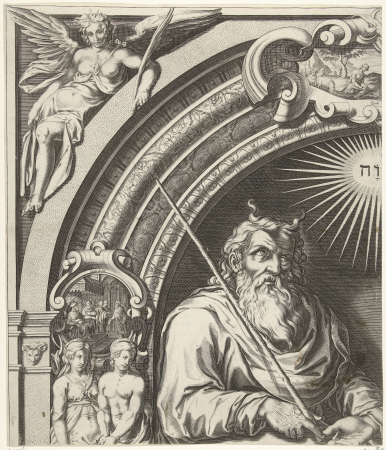 Mozes en Aäron met de Tafelen der Wet (blad linksboven), RP-P-1885-A-9294A, Simon Frisius, between 1670 and 1726