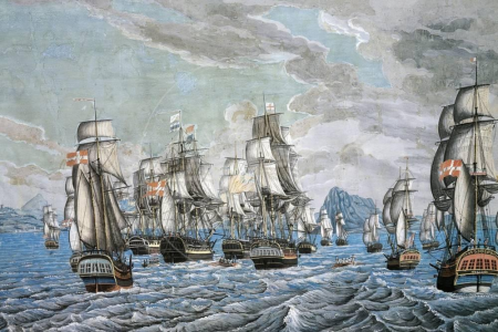 Clash Between British and Danish Ships in Strait of Gibraltar, 1799, Conrad Christian Parnemann, 1803