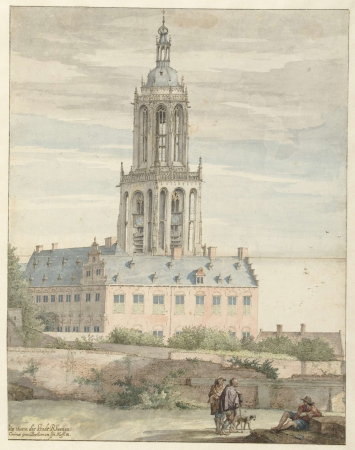 Saenredam - View of the Palace of Frederik V, Elector Palatine, and the Sint-Cunerakerk, Rhenen, RP-T-1904-2, Pieter Jansz. Saenredam