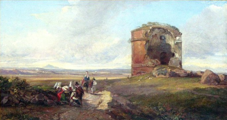 The Tor di Schiavi on the Via Labicana, Rome by François-Auguste Biard, Edward Lear, 1842