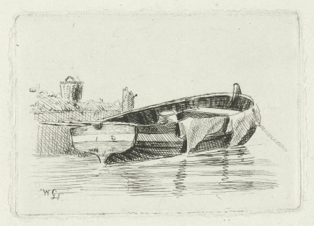 Aangemeerde roeiboot, RP-P-OB-55.818, Willem Gruyter, between 1832 and 1880