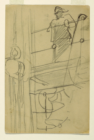 Drawing, Figure in Oilskins at a Ship's Railing, probably 1895, Winslow Homer, probably 1895