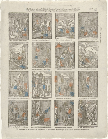 Zie hier, en lach om 't modesch leven, ô jeugd ja spot vry met den stoet, Die, dwaas, zich zelf ten spot wil geeven Kweek deftigheid in uw gemoed (titel op object), RP-P-OB-84.312, Hendrik Numan, between 1715 and 1813