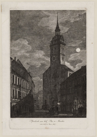 Radierung - ST PETER IN MÜNCHEN - Domenico Quaglio - um 1811, Domenico Quaglio the Younger, circa 1811