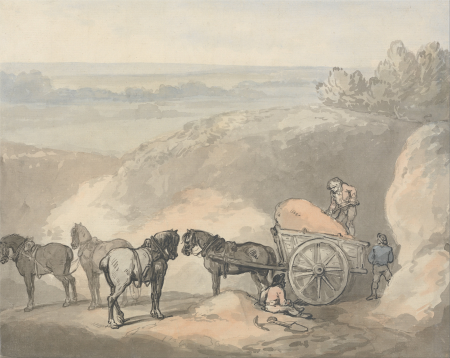Horses and a Cart at a Sandpit, Thomas Rowlandson, between 1785 and 1790