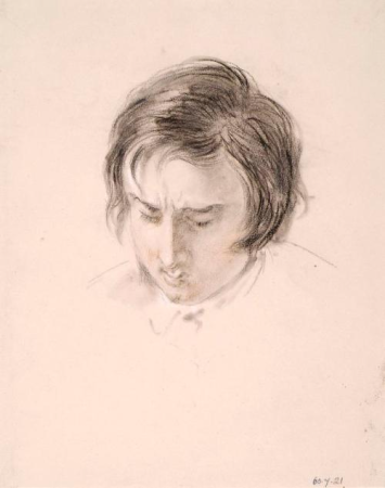 Head of a Young Man Glancing Down - Study for The Battle of Waterloo, William Allan, circa 1843