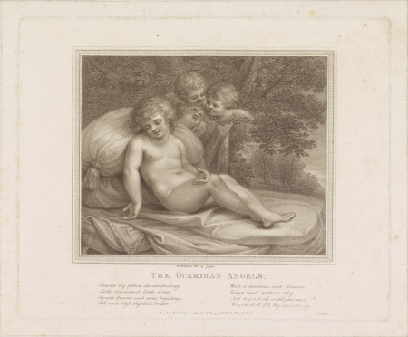 Beschermengelen The guardian angels (titel op object), RP-P-OB-34.220, Francesco Bartolozzi, between 1738 and 1815
