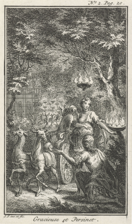Geknielde man bij een vrouw Gracieuse et Persinet (titel op object), RP-P-OB-50.909, Simon Fokke, between 1722 and 1784