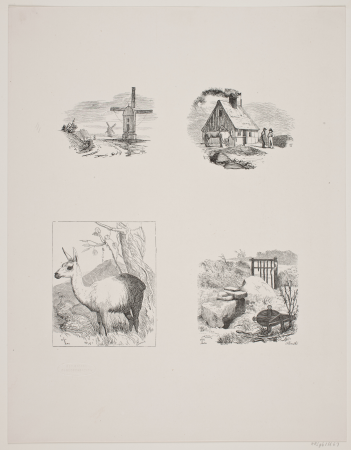 Reprint of the smithy, two stump mills, the lama and Helene's grave, Andreas Flinch