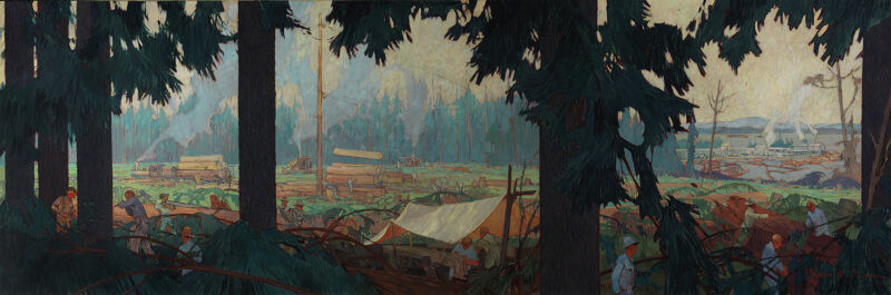 Lumbering Aeroplane Spruce in BC, Charles Walter Simpson, 1919