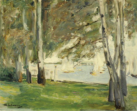 Birch trees on the Wannsee shore to the east, Max Liebermann, 1924