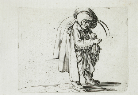 Man with a Large Hunchback Adorned with a Row of Buttons, Jacques Callot, 1616