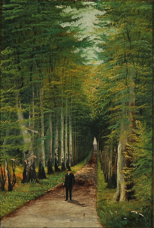 A gentleman taking a stroll in a forest, Holga Reinhard