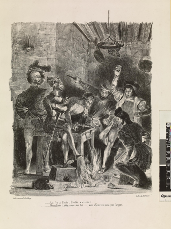 Méphistophélès dans la taverne des étudiants (Mephistopheles in the students' tavern), Eugène Delacroix, 1827