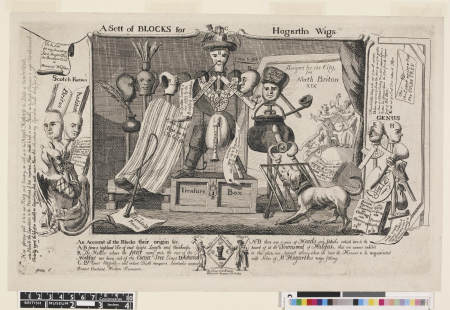 A sett of blocks for Hogarth's wigs, William Hogarth, between 1762 and 1763