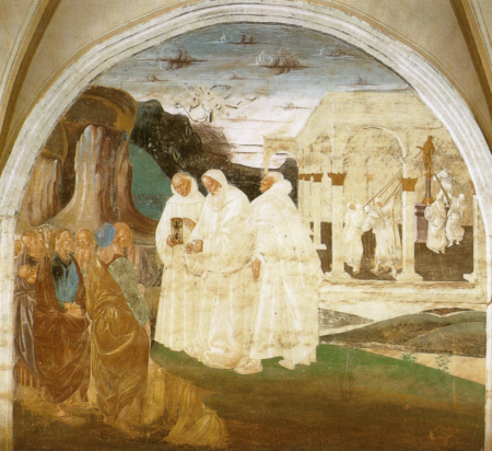 Saint Benedict evangelizing the inhabitants of Montecassino, Luca Signorelli, from 1489 until 1499