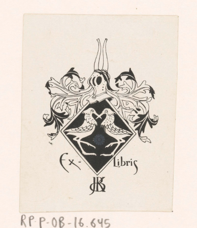 Ex libris voor Jeltje de Bosch Kemper, RP-P-OB-16.645, Gerrit Willem Dijsselhof, circa 1900