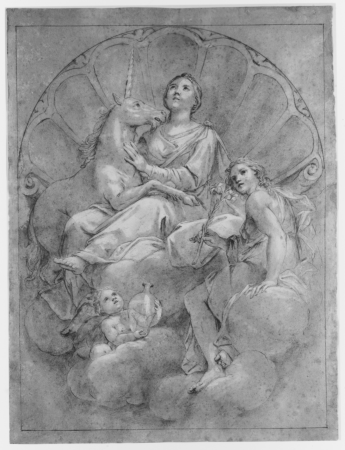 Allegorical Figure of Purity with a Unicorn, Marcantonio Franceschini, 1688–89