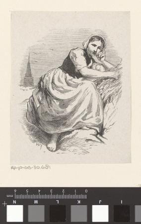Vrouw zittend in de duinen, RP-P-OB-30.681, Isaac Weissenbruch, between 1836 and 1912