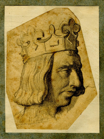 Ingres - Attributed to - Head study of Charles V, crowned and looking right, 2019,7015.226.1