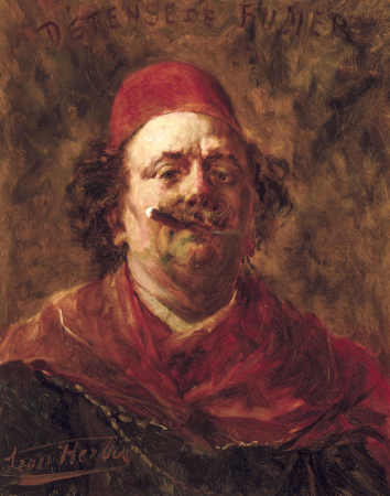 Smoking prohibited (Self-portrait with fez, Léon Herbo, between 1870 and 1907