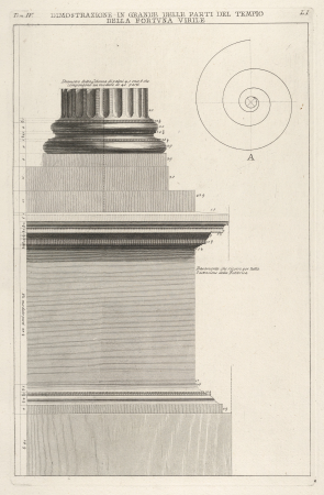 Section of column base from the Temple of Fortuna Virilis (Tempio della Fortuna Virile), from the series 'Le Antichità Romane', Giovanni Battista Piranesi, 1756