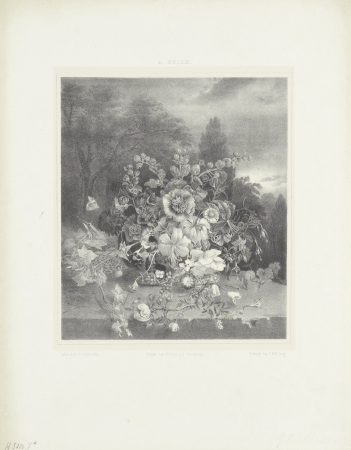 Bloemstilleven in landschap, RP-P-1938-1053, Pieter Willem Marinus Trap, between 1826 and 1854