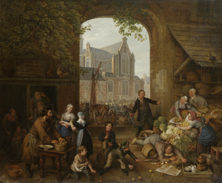 Two Drunkards at the Market near the Westerkerk in Amsterdam, Peter Paul Joseph Noël, 1821
