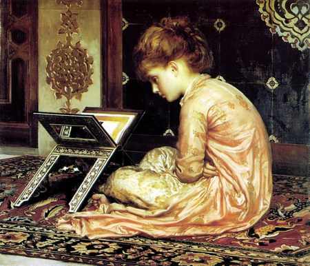At a Reading Desk. At a Reading DeskAt a Reading Desk. , Frederic Leighton, 1877
