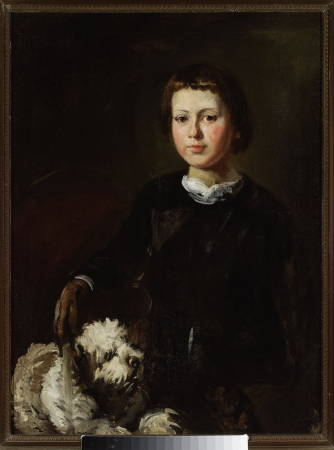 Portrait of artist’s won with a dog, Piotr Michałowski, circa 1841
