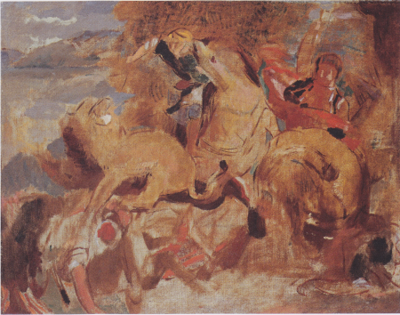 Study for The Lion Hunt after Delacroix, Odilon Redon, 1867