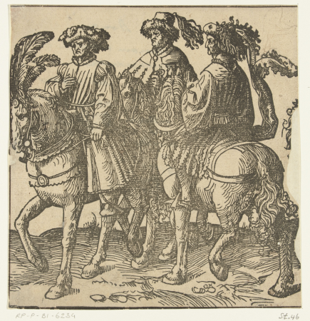 A group of three riders. The Counts and Countesses of Holland (series title), Jacob Cornelisz van Oostsanen, in of na 1518 - 1533