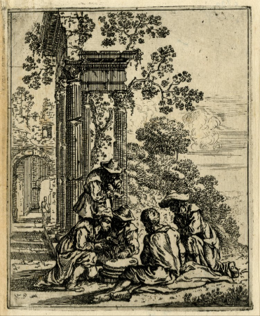 Landscape with ruins, architecture and figures, Plate 2, Frans Geffels, between 1659 and 1671