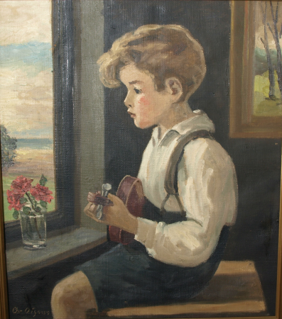 A boy with a violin., Christian Aigens, between 1888 and 1940
