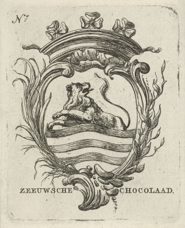 Vignet met het wapen van Zeeland Zeeuwsche chocolaad (titel op object), RP-P-1882-A-6674, between 1781 and 1822