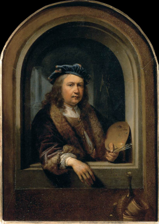 Self-portrait with a Palette, in a Niche, Gerrit Dou, between 1660 and 1665