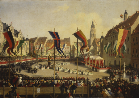The Unveiling of the Prince Consort's Statue in the Marketplace at Coburg, 16 August 1865, Heinrich Justus Schneider, 1866