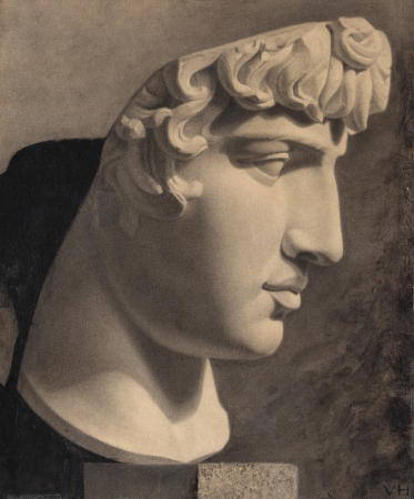 An academy study after a plaster cast of Antinous, Vilhelm Hammershøi, between 1879 and 1884