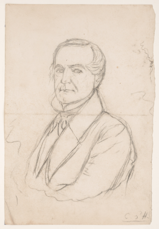 Sketch portrait of a man. Reclining figures on reverse LCCN2003656321, Charles Fenderich