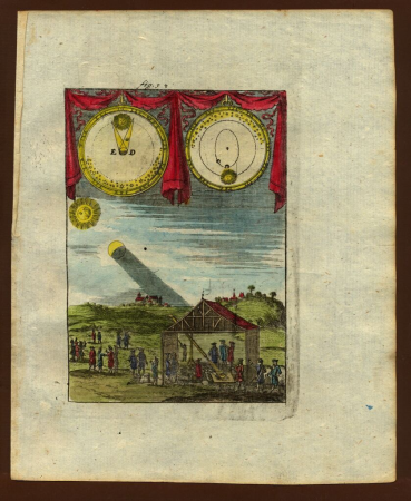 View of an eclipse of the sun through a telescope, Alain Manesson Mallet, between 1683 and 1719