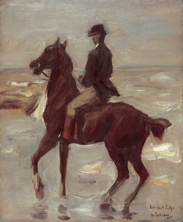 Horseman on the beach to the left, Max Liebermann, circa 1900