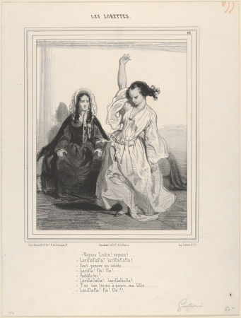 Look Lodie! Look... (Voyons Lodie! Voyons...), plate 44 from the suite Les Lorettes, published in Le Charivari, February 13, Paul Gavarni, 13 February 1843