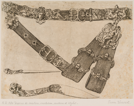 Design for a Sword-belt, a Knife and a Stylus, Pierre Woeiriot, circa 1555
