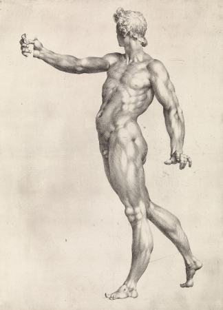 Apollo doodt de draak Python, RP-P-OB-32.225, Jan Harmensz. Muller, between 1596 and 1600