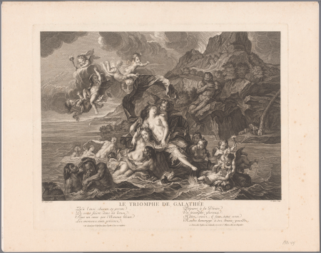 Triomf van Galatea Le triomphe de Galathée (titel op object), RP-P-OB-43.256, Antoine Coypel, between 1675 and 1727