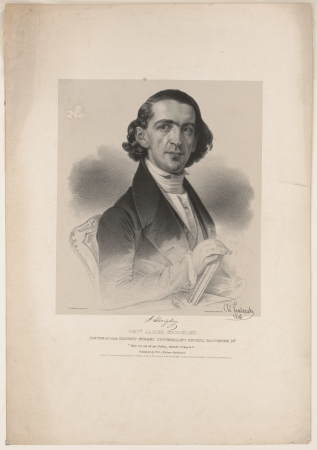 Revd. James Shrigley. Pastor of the Calvert Street Universalist Church, Baltimore Md. - from life on stone by Chs. Fenderich 1842 ; P.S. Duval Lith. Phila. LCCN2017657779, Charles Fenderich