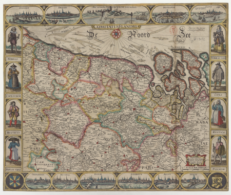 Comitatus Flandria / Peter Verbist sculp. Scala miliarum 5, 1630