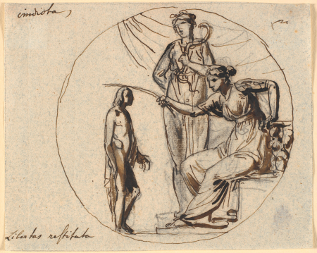 Draft for three figures for the Liberation Relief on the Freedom Support, Nicolai Abildgaard