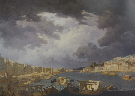 Perspective view of the banks of the Saône in Lyon in 1804, Charles François Nivard