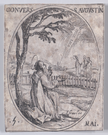 Conversion de S. Augustin (Conversion of St. Augustine), May 5th, from Les Images De Tous Les Saincts et Saintes de L'Année (Images of All of the Saints and Religious Events of the Year), Jacques Callot, 1636